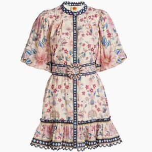 Farm Rio  Superbloom Belted Puff Sleeve Minidress